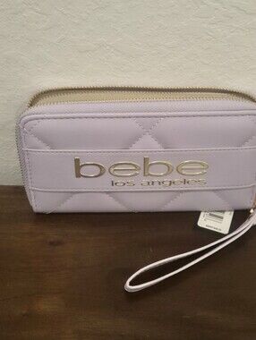 bebe Women's Purple Zip-Around
Wristlet Wallet w/ Logo, Card Slots